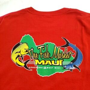 VTG Cotton Maui Hawaii Original Red Fishing T-shirt Large Port & Company Tag